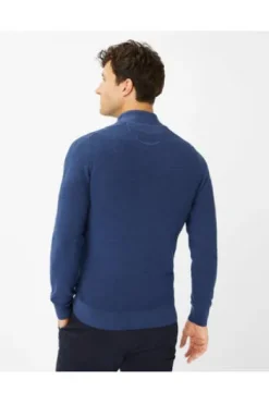 BRAX Strickjacke John blau außen Wolle, innen Baumwolle