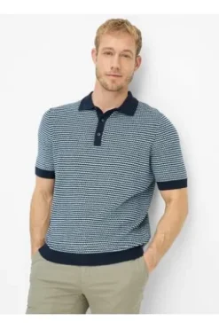 BRAX Strickpolo Pascal navy gemustert