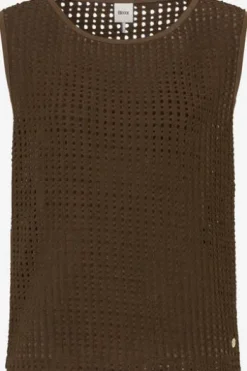 BRAX Top Ina Crochet-Optik Jersey dark ebony