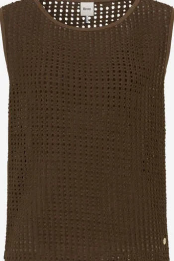 BRAX Top Ina Crochet-Optik Jersey dark ebony