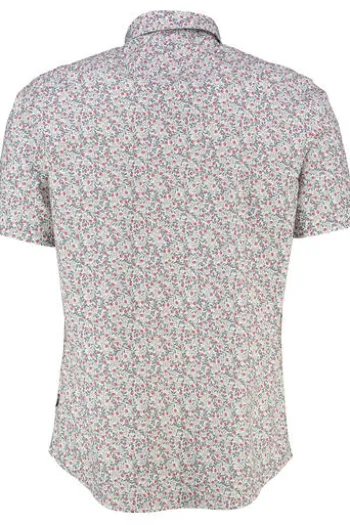 BRAX Ultra light Hemd Dan magenta geblümt Modern Fit Kurzarm