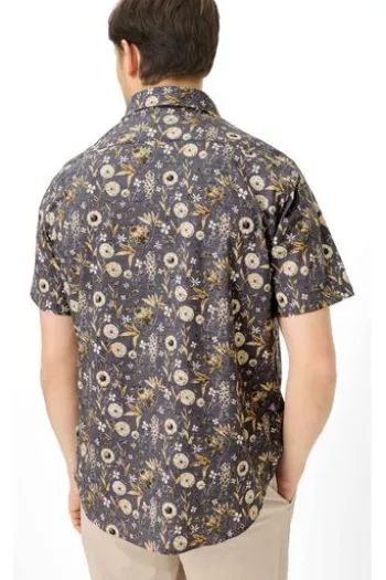 BRAX Ultra light Hemd Hardy beach geblümt Modern Fit Kurzarm
