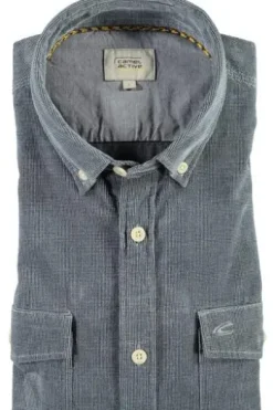 camel active Cord Hemd blau Regular Fit Langarm Button-Down