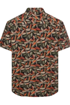 camel active Hemd burned Orange geblümt Regular Fit Kurzarm