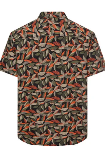 camel active Hemd burned Orange geblümt Regular Fit Kurzarm