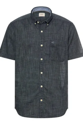 camel active Hemd dark navy gestreift Regular Fit Kurzarm
