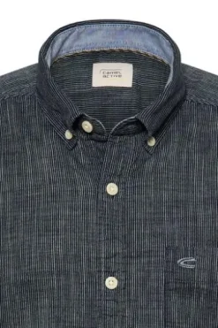 camel active Hemd dark navy gestreift Regular Fit Kurzarm