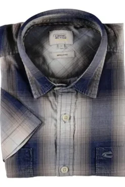 camel active Hemd dark navy kariert Regular Fit Halbarm