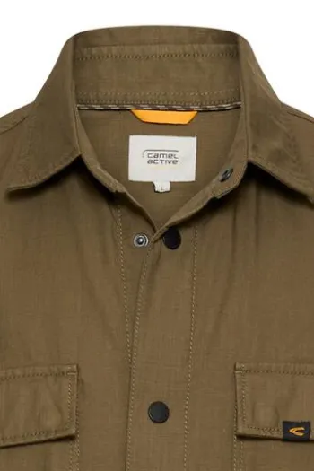camel active Overshirt deep olive Relaxed Fit Langarm