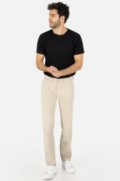 CLUB OF COMFORT Baumwoll-Stretch-Hose beige Garvey Pima Cotton mit Sonnenschutz