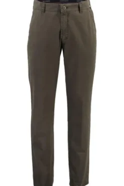 CLUB OF COMFORT High Stretch Baumwoll-Hose oliv Garvey Flat-Front