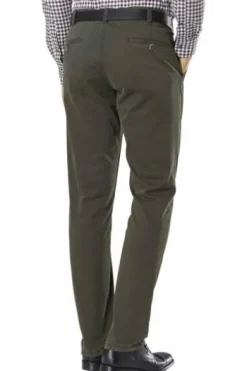 CLUB OF COMFORT High Stretch Baumwoll-Hose oliv Garvey Flat-Front