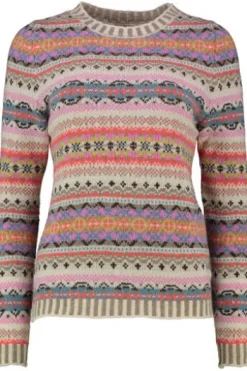 ERIBE Pullover coral im Fair-Isle Strickmuster