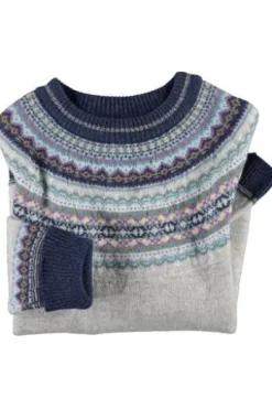 ERIBE Pullover grau im Fair-Isle-Strickmuster