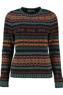 ERIBE Pullover petrol im Fair-Isle Strickmuster