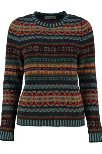 ERIBE Pullover petrol im Fair-Isle Strickmuster