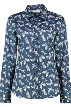 ETERNA Bluse blau gemustert Langarm