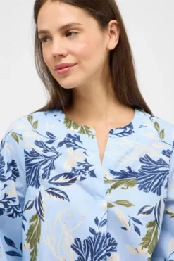ETERNA Bluse hellblau gemustert 3/4-Arm