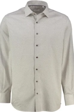 ETERNA Hemd beige gemustert Comfort Fit Langarm