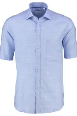 ETERNA Hemd blau Comfort Fit Kurzarm