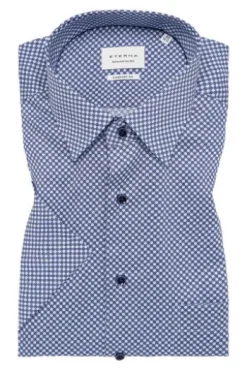 ETERNA Hemd blau gepunktet Comfort Fit Kurzarm