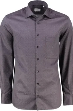 ETERNA Hemd bordeaux/blau gepunktet Comfort Fit Langarm
