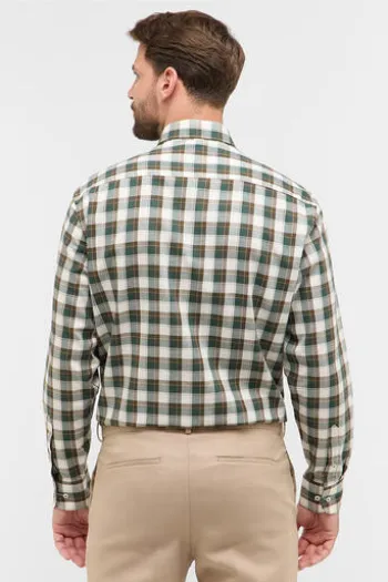 ETERNA Hemd dunkelgrün kariert comfort fit Langarm