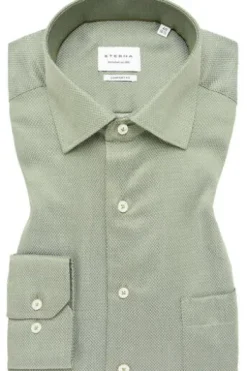ETERNA Hemd grün gemustert Comfort Fit Langarm