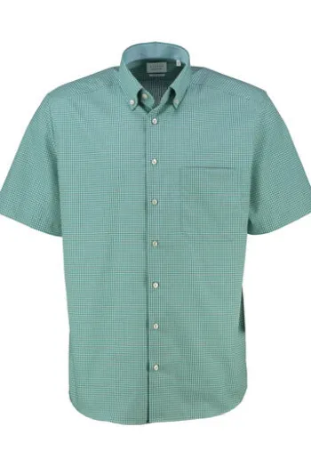 ETERNA Hemd grün kariert Comfort Fit Kurzarm Button-down