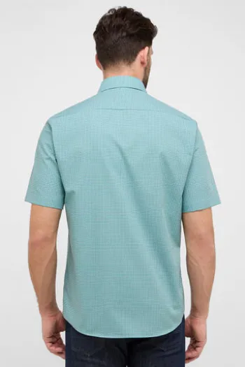 ETERNA Hemd grün kariert Comfort Fit Kurzarm Button-down
