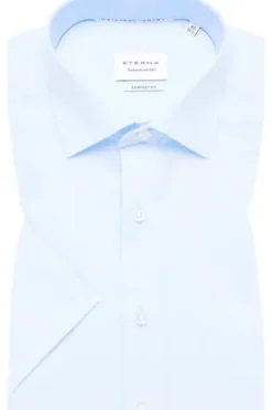 ETERNA Hemd hellblau Comfort Fit Kurzarm Popeline