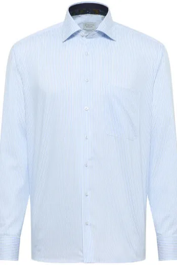 ETERNA Hemd himmelblau gestreift comfort fit Langarm