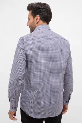 ETERNA Hemd marine kariert Comfort Fit Langarm Button-down