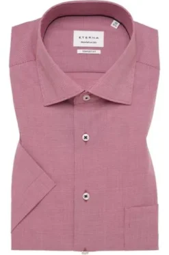 ETERNA Hemd Rot gemustert Comfort Fit Kurzarm