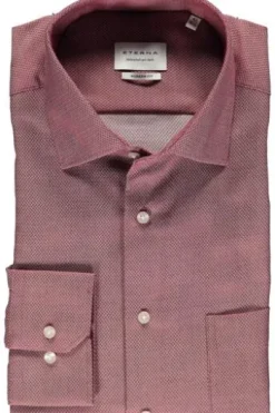 ETERNA Hemd rot gemustert Comfort Fit Langarm