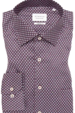 ETERNA Hemd rot gemustert Comfort Fit Langarm