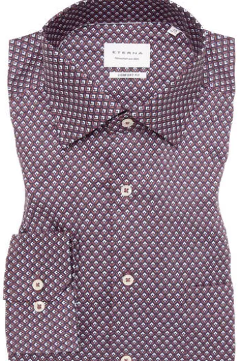 ETERNA Hemd rot gemustert Comfort Fit Langarm
