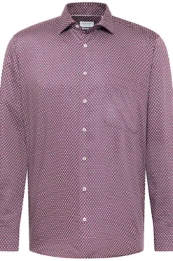 ETERNA Hemd rot gemustert Comfort Fit Langarm