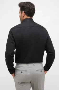 ETERNA Hemd schwarz Comfort Fit Langarm Popeline
