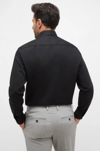 ETERNA Hemd schwarz Comfort Fit Langarm Popeline