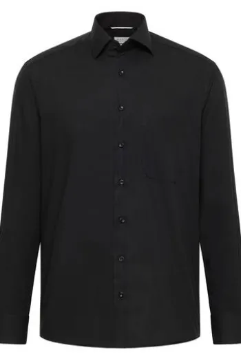 ETERNA Hemd schwarz Comfort Fit Langarm Popeline