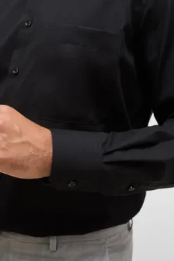 ETERNA Hemd schwarz Comfort Fit Langarm Popeline