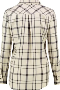 ETERNA Karo-Bluse beige kariert Langarm in weicher Baumwoll-Mix Qualität