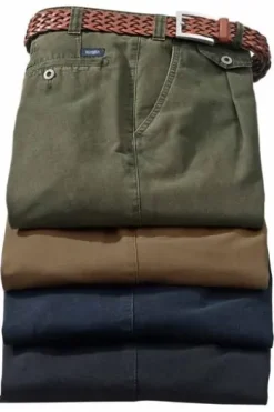 EUREX BY BRAX Bundfalten-Jeans Fred oliv kariert Regular Fit Langarm