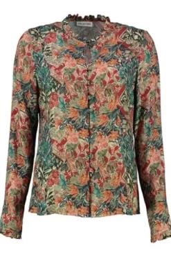 FELICITAS Bluse Bella koralle im floralen Dessin