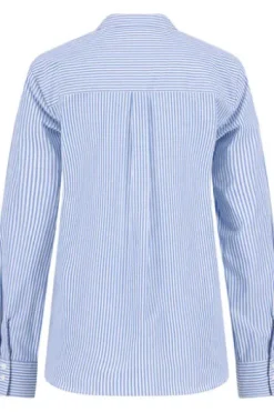 FYNCH HATTON Bluse azur blue gestreift Langarm