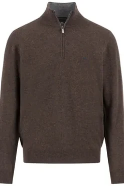 FYNCH HATTON Cashmere Troyer dark chocolate Casual Fit