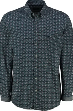 FYNCH HATTON Hemd blau/rot gemustert Regular Fit Langarm Button-Down