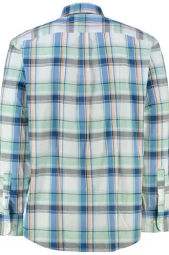 FYNCH HATTON Hemd grün/blau kariert Comfort Fit Langarm Button-down