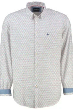 FYNCH HATTON Hemd rot gepunktet Comfort Fit Langarm